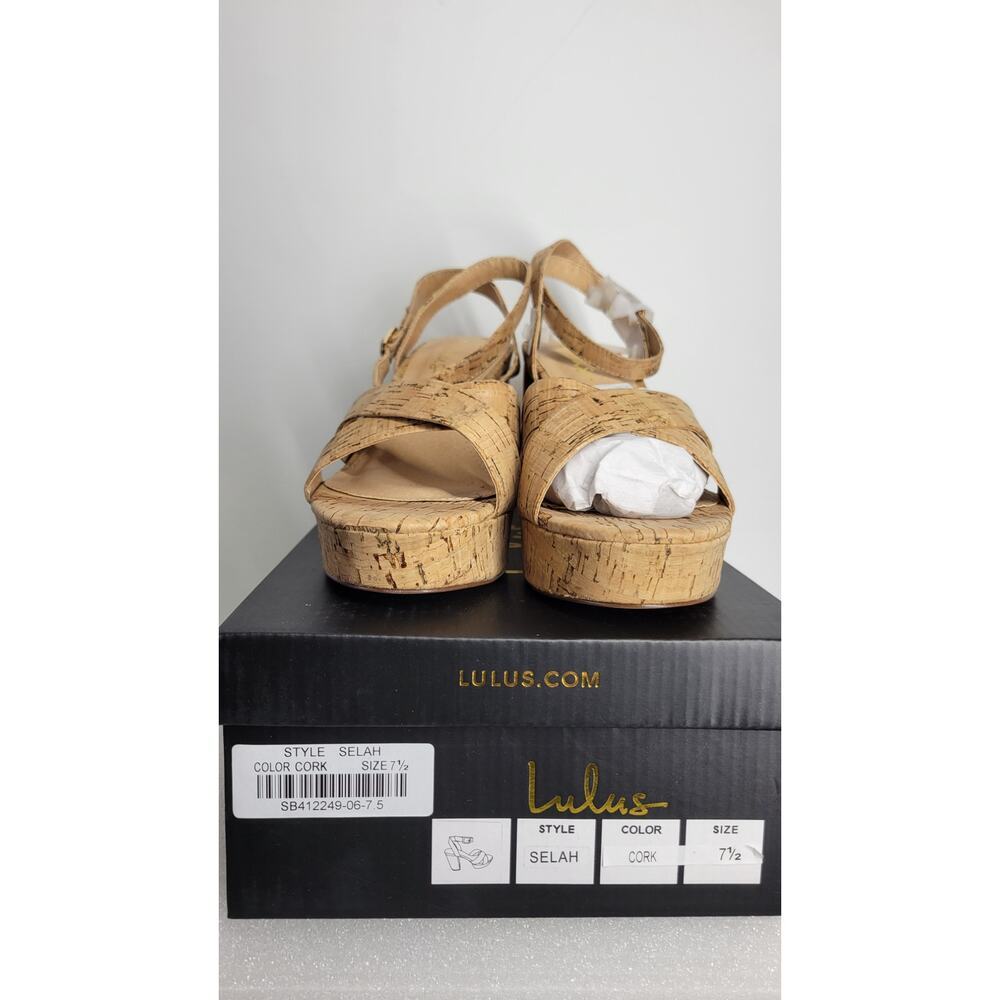Lulus Selah Cork Ankle Strap Heels Size 7.5 - Picture 6 of 11